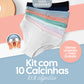 Kit Com 10 Calcinhas Antibacterianas | 100% Algodão | Cores Aleatórias